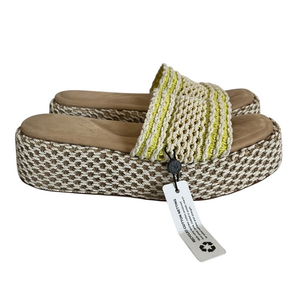 rag & bone Logan Chalk Yellow Crochet Platform Slide On Sandals Size 40 …